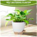 Self-Watering Pots for Indoor Plants with Visible Water Window,5/6/6.5/8/10 Inch Outdoor Flower Pots with Drainage Holes & Reservoir for Patio, Home Decor (White)