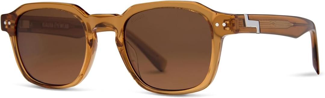 KIAURA Lautner Premium UV400 Polarized Sunglasses, XL & Original Sizes, Shape Memory Acetate Frames, Scratch-Resistant Lenses