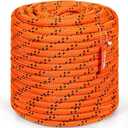 VEVOR Double Braided Polyester Rope, 3/4 in x 220 ft, 24 Strands, 20000 LBS Breaking Strength Outdoor, Arborist Rigging for Rock Hiking Camping Swing Rappelling Rescue, Orange/Black