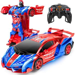 Spider Remote Control Car Spider Robot RC Car for Boys, Transformation 2 in 1 Racing RC Cars Toy One Button Deformation & 360Drifting for Boys Ages 3 4 5-12 Birthday