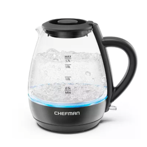 Chefman 1.7-Liter Electric Tea Kettle w/ Borosilicate Glass and Automatic Shutoff - Black