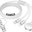 Travel Essentials for Apple Watch Charger,iPhone Charger,3 in 2 Type C/L/Magnetic Fast Charging Cable,Multi Charging Cable Portable Designed for iWatch Series,iPhone 17-11,Galaxy S26-S21,Car-4FT