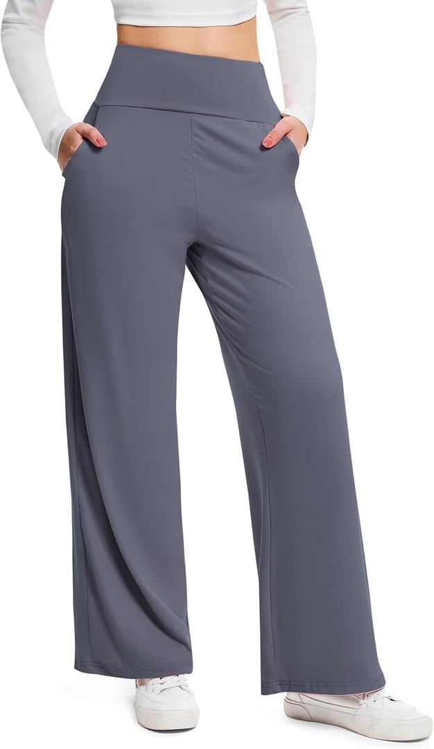 Wide Leg Pants Woman High Waist Yoga Pants Casual Work Dress Pants Lounge Sweatpants Loose Trousers with Pockets XL