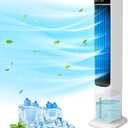 Evaporative Air Cooler - 41" Portable Cooling Fan Swamp Cooler with 4 Ice Packs and Remote, Quiet Bladeless Tower Fan Blow Cold Air, 120 Oscillation 3 Speeds 3 Modes, for Bedroom Home Office (WTF009)