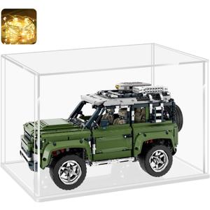 LANSCOERY Acrylic Display Case, Assemble Showcase Display Box for Collectibles, with Dustproof & Seamless Display Design, Suitable for 1/24 Scale Car Model 10x6x8inch White Base