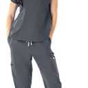 Medical Scrubs for Women Set - Soft Stand-Up Collar Nurse Scrubs Top & Jogger Scrub Pants for Women with 11 Pockets (Gray, M)