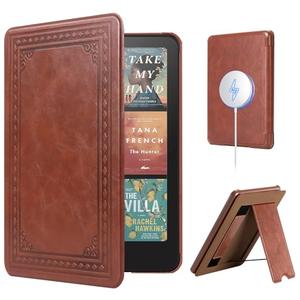 CoBak Lightweight Stand Case for 7" Kindle Paperwhite 12th Gen 2024 and Kindle Colorsoft with Right Hand Strap - Compatible with iPhone MagSafe, for Samsung/Belkin/Anker Wireless Charging Pads