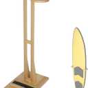 Surfboard Stand Racks, Indoor Display Stand Shortboard and Longboard Organizer Floor-Standing Design, Storage & Display for Surfboard and Skimboard, Polished Beach Wooden, Brown