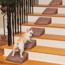 40D Density Foam Dog Ramp for Stairs Suits for Small Dogs Cats, Pet Steps Stairs for Staircase Stairs with Anti-Slip Bottom and Self-Sticky Pads to Fix(12Pack, Reddish Brown)