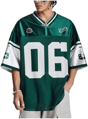 Verdusa Men's Jersey Oversized Graphic Tee V Neck Short Shoulder Casual T Shirts XL