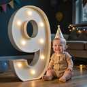 imprsv Marquee Numbers, 3FT Light Up Number for 9th Birthday Party Decorations, Mosaic Numbers for Balloons, Large Cardboard Sign, Nine Balloon Frame, Number Blocks Birthday Party