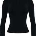 AUROLA Influence Workout Jacket for Women, Half Zip Cropped Slim Fit Long Sleeve Yoga Jackets Athletic Top with Thumb Holes (Large, Black)