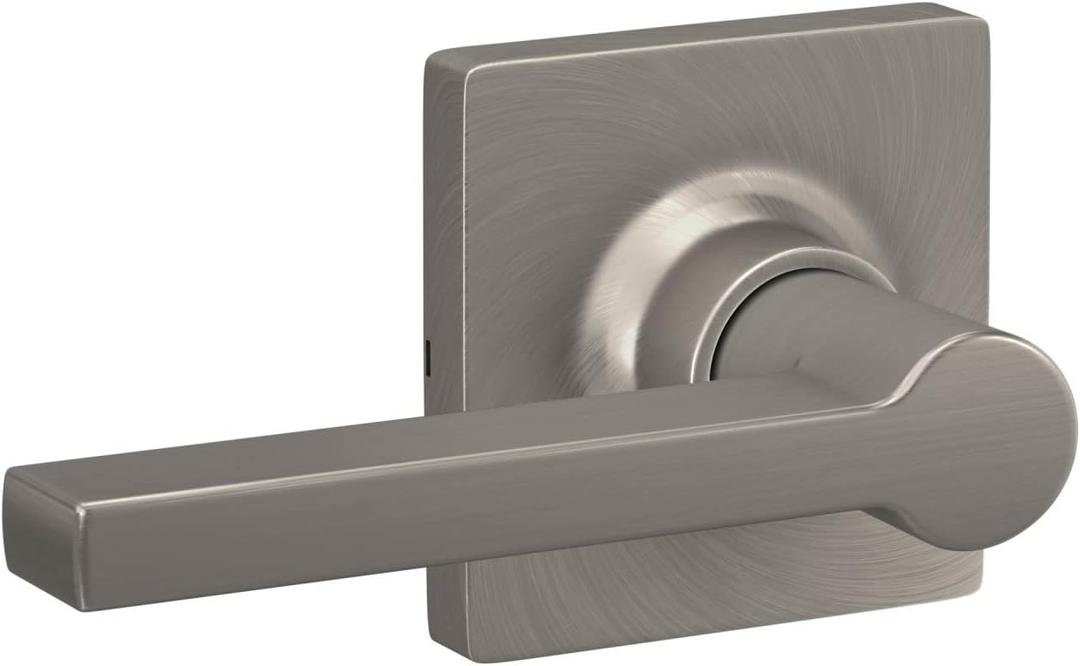 Straight Lever with Square Trim Dummy Door Handle, Satin Nickel Finish (1)