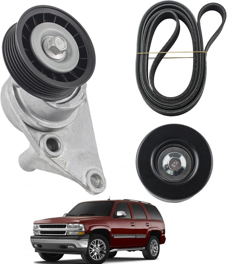 Complete Serpentine Belt Drive Component Kit Compatible with 2003-2006 Chevrolet Avalanche Silverado Express, 2002-2007 GMC Sierra Yukon, Cadillac Escalade Replaces 12609719 12555609