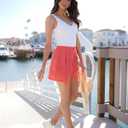 luvamia Skorts for Woman High Waisted Cargo Pocket Elastic Waist Fast Dry Casual Hiking Tennis Sports Skirts with Shorts (Pink, XXL)