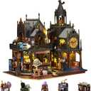 SUNNINO Miniature Dollhouse Kit, DIY Mini House Building Kits for Adults to Building Book Nook Kit 3D Wooden Puzzles Bookshelf Decor for Family Lovers, Holo Magic City II