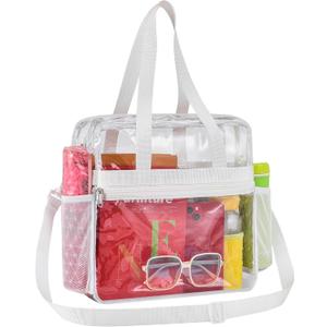 Paxiland Clear Bag for Stadium Events, 12x6x12 inches Tote Bag with Detachable Reinforced Strap for Sports Concert and Work