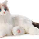 Chongker Interactive Companion Robot Cat Pets, Handmade Weighted Stuffed Animals, Cat Plush Toy with Voice Response, Realistic Heartbeat and Purring, Ragdoll Cat