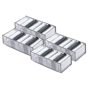 Wardrobe Clothes Organizer 7 Grids Portable Closet Organizer Mesh Separation Storage Box Foldable Closet Drawer Organizer for Underwear Socks Scarves Leggings (Grey, 4 Leggings Grid)