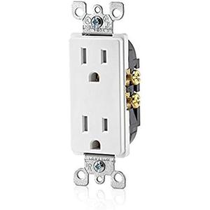 Leviton 15 Amp Decora Tamper-Resistant Duplex Electrical Wall Outlet, T5325-W, White