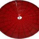 Halloween Red Spider Web Christmas Tree Skirt 30" Winter Holiday Tree Mat Decoration