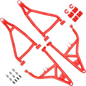High Clearance Front Upper & Lower A Arms Kit for 2014-2023 Polaris RZR XP 1000/ XP4 1000, Heavy Duty High Clearance Forward Offset Front A-Arms, Red