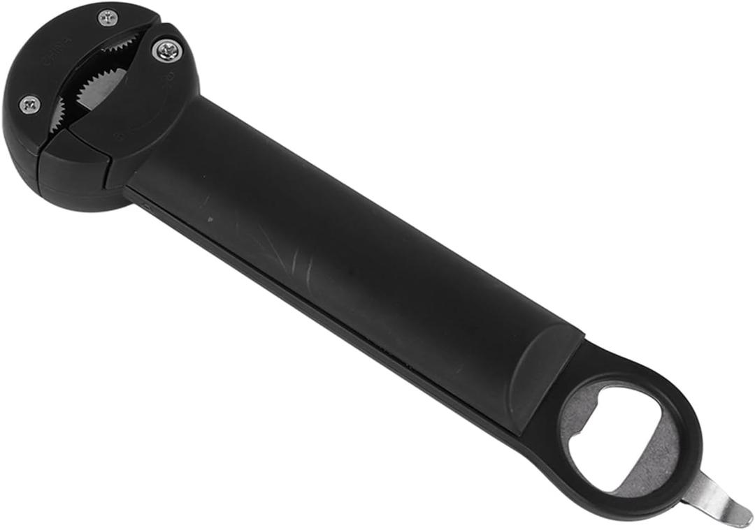 Multifunctional Lid Opener, Bottle Jar Opener Adjustable Stainless Steel Effortless Use Magnetic 3 in 1 for Weak Hands (Black)