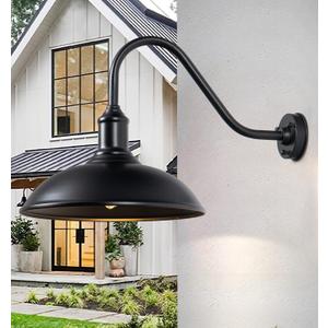 18" Large Barn Light with Gooseneck, Outdoor/Indoor Wall Mounted, Industrial Exteior Waterproof Light Fixture for Farm, Warehouse, Storefront, Sign Lighting