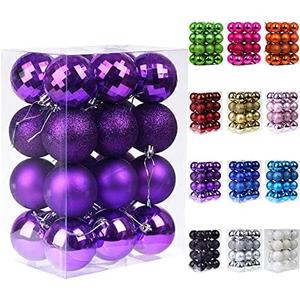 Emopeak 48Pcs Christmas Balls Ornaments for Xmas Christmas Tree - 4 Style Shatterproof Christmas Tree Decorations Hanging Ball for Holiday Wedding Party Decoration (Purple, 1.6"/4.2CM)