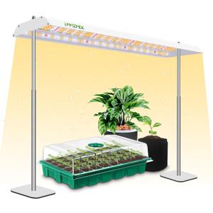 LED Grow Lights for Seed Starting with Stand, 2ft 60W Full Spectrum Seedling Lights Grow Lights for Indoor Plants, 4/8/12H Timer and 10 Dimming Levels, Height Adjustable and Energy Efficient (Grow Light Stand-W)