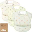KeaBabies 3-Pack Waterproof Baby Bibs for Eating - Lightweight Toddler Feeding Bibs with Large Food Catcher, Mess Proof, Food-Grade Baby Eating Essentials, Easy to Put On & Clean (Roarsome)