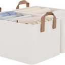 StorageWorks Closet Storage Bins, Storage Baskets for Shelves, Closet Organizers and Storage Bins with Metal Frame, Handles, Natural Color, 2-Pack (14 " L x 10 " W x 8 " H)