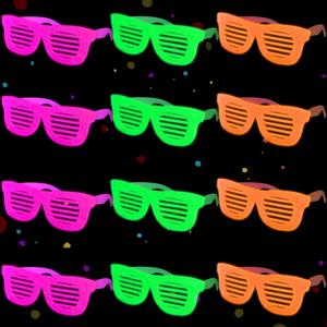 Mega-L 12 Pcs Glow in The Dark Glasses, Glow in The Dark Party Supplies, Neon Fluorescent Blacklight Eyeglasses Party Favors, Glow Photo Booth Props Eyewear Accessories for Women, Men, Adult Halloween