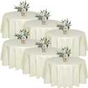 6 Pack 120 In Round Ivory Tablecloths - Reusable Polyester Table Covers  Protect from Spills (Not Waterproof)  for Weddings, Banquets, Parties  Ships Folded, Wrinkles Likely, Steam Before Use