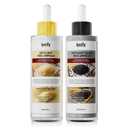 Peel Shot Glow Rice Ampoule Duo, Black and White Rice Exfoliant for Face and Body, Rice Exfoliator for Faces Dead Skin Cells Remover, Face Peel Shot Serum for Softens Cuticle (White+Black, 160ml)