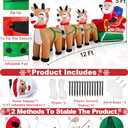 12 Feet Long Christmas Inflatables Santa Claus with Three Reindeer Built-in LED Lights, Blow Up Christmas Outdoor Decorations for Xmas Party Holiday Outdoor Garden Lawn Yard Decor