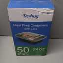 50 Pack (100-Piece) 24 oz Meal Prep Containers Reusable with Lids, Sturdy Leakproof & Food Safe, Microwave, Freezer, Dishwasher Safe Prep Containers, To Go Take Out Plastic Food Storage