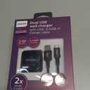 Philips USB Wall Charging Kit, 12W USB A to C Charger Block with 6ft Braided Cord Foldable Plug DLP6212C/37