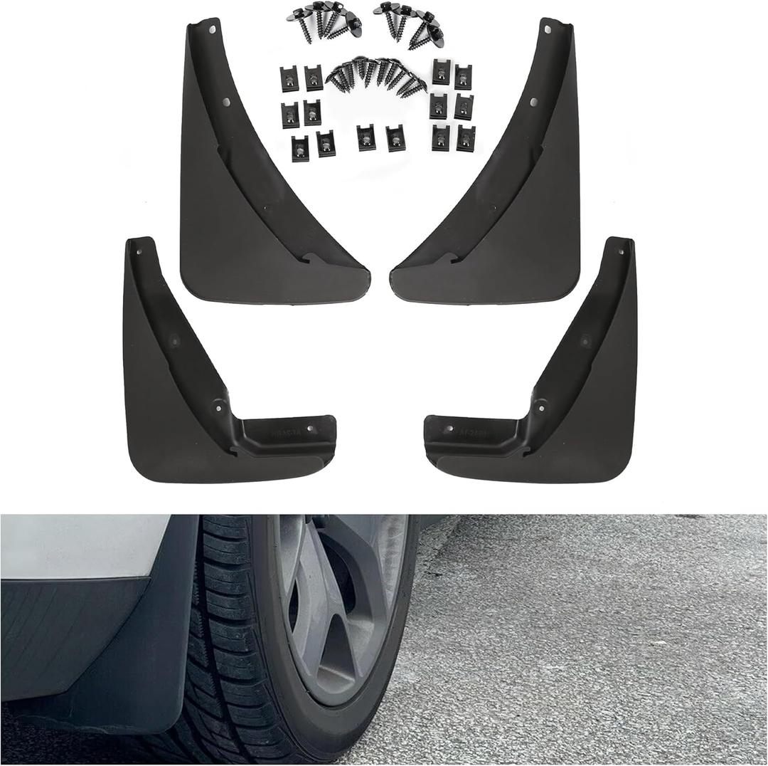 HECASA Heavy Duty Mud Flaps Guards Compatible with 2015-2023 Dodge Challenger Replacement for 82214141 82214142 Black Mud Guards Splash Molded Front & Rear 4Pcs