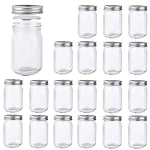 12 oz Glass Mason Jar, 20 Pack 360ml Canning Jars with Regular Mouth Lids, Glass Jars Storage Containers for Overnight Oats, Jam, Jelly, Honey, Beans, Spice, Wedding Party Favors, Shower Favors
