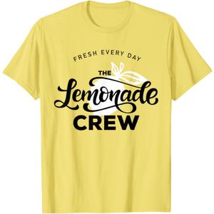Lemonade Stand Crew and Boss Lemon Juice Summer Yellow T-Shirt, XL