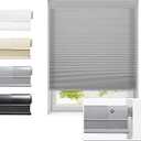 Tonature No Drill Cellular Shades for Indoor Windows, Thermal Insulating & Noise Reducing Honeycomb Blinds, Cordless Free Stop Blinds Light Filtering, Grey,23" W x 64" H