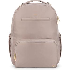JuJuBe New Classic Diaper Bag Backpack with Portable Changing Pad, Stroller Straps, Large Travel Backpack for Boy or Girl, Carrying Baby Bottles, Wipes, Diapers, Pacifiers, Taupe, Mother's Day Gift