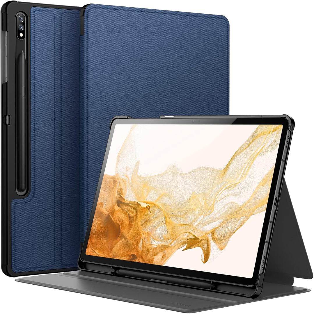 JETech Case for Samsung Galaxy Tab S8 Plus 2022 / S7 FE 2021 / S7 Plus 2020 12.4-Inch with S Pen Holder, Slim Folio Stand Protective Tablet Cover, Multi-Angle Viewing (Navy)
