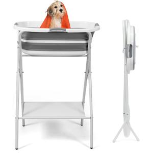 2 in 1Dog Bath Tub, Dog Washing Station for Bathing Shower and Grooming, Foldable Portable Dog Washing Station for Small Dogs, Cats and Other Pet, Indoor and Outdoor