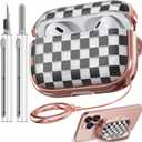 Inesore for AirPods Pro 2nd Generation Case Cover with Lock, Flowers Cute Clear Air Pods Pro 2 Case Hard iPod Pro Cases for Women Girls with Cleaner Kit (2023 USB-C /2022/2019) -Checkerboard