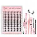 EYEVIS Fairy Lash Clusters Kit 144PCS Ultra-Thin Invisible Band Lash Extension Kit 8-18mm Manga Eyelash Extension Kit C Curl Lash Clusters Wet-Look Anime DIY at Home （Fairy Kit,8-18mm）