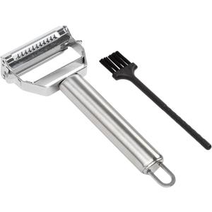 Tasty Julienne Vegetable Peeler with Cleaning Brush, Sharp Stainless Steel Blades, 2 Piece Set, Dishwasher Safe