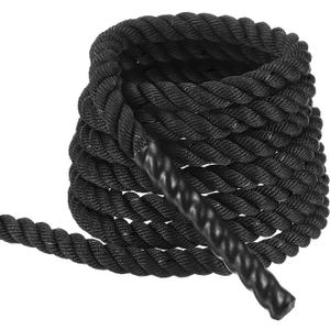 MECCANIXITY Battle Rope 20ft x 1 Inch Polyester Workout Rope Heavy Fitness Exercise Rope for Strength Training Home Gym Muscle Building, Black