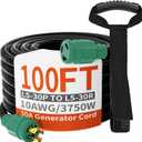 huanchain 3 Prong 30 Amp Generator Cord 100 Feet Heavy Duty,NEMA L5-30P/L5-30R 10 Gauge 125V SJTW Green Lock Generator Extension Cord Waterproof, ETL Listed